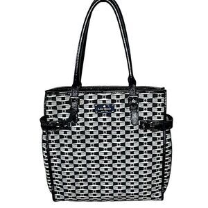 Kate Spade Monogram Vertical Black & White Jacquard Tote Bag